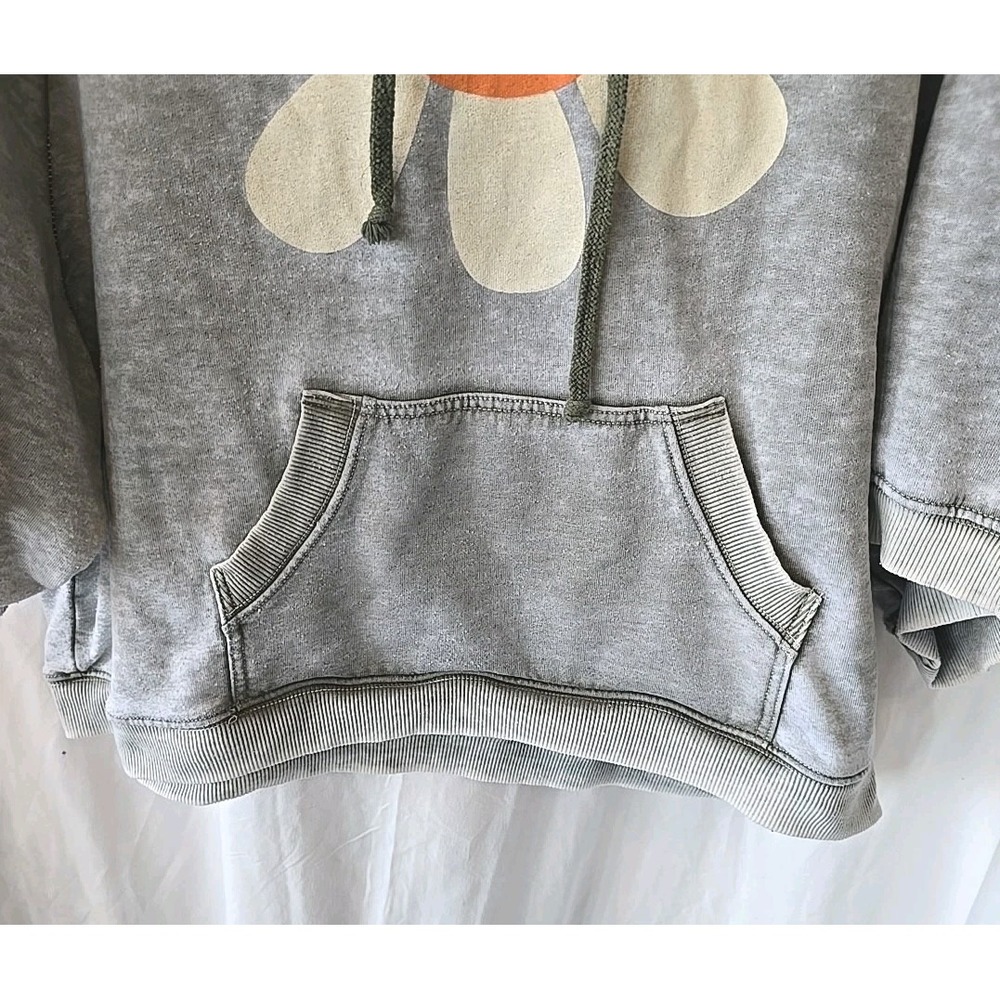 Wildfox Daisy Hoodie Sweatshirt Oversized Gray Faded Look Wide 3/4 Sleeve Sz S - Picture 3 of 14